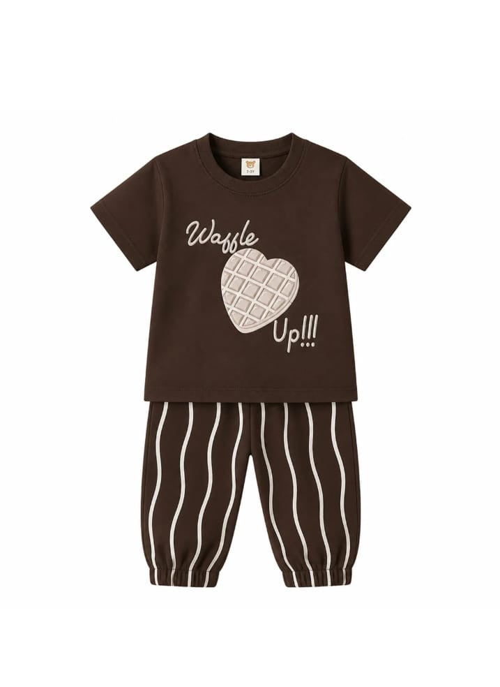 Waffle Brown Tee kidswear