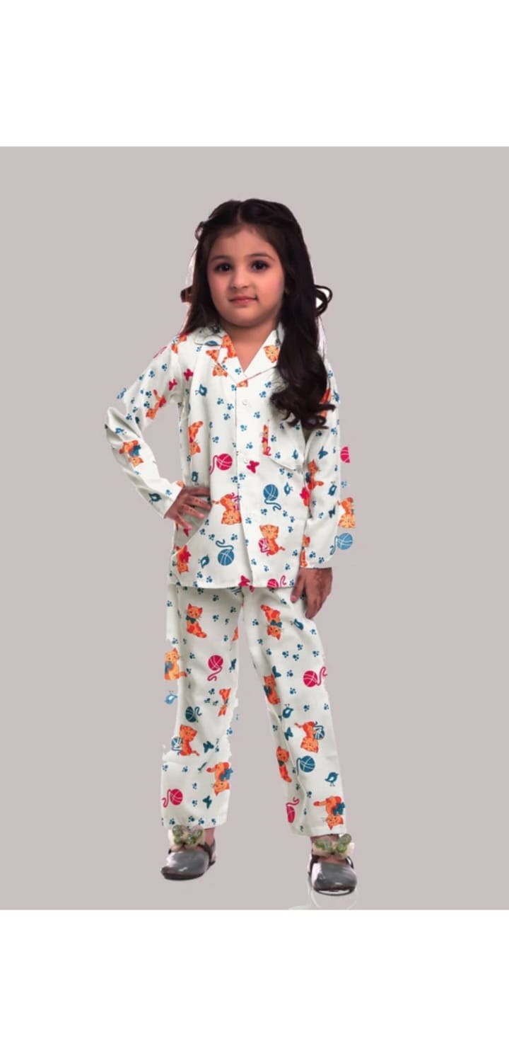 Playful White PJ Set kidswear