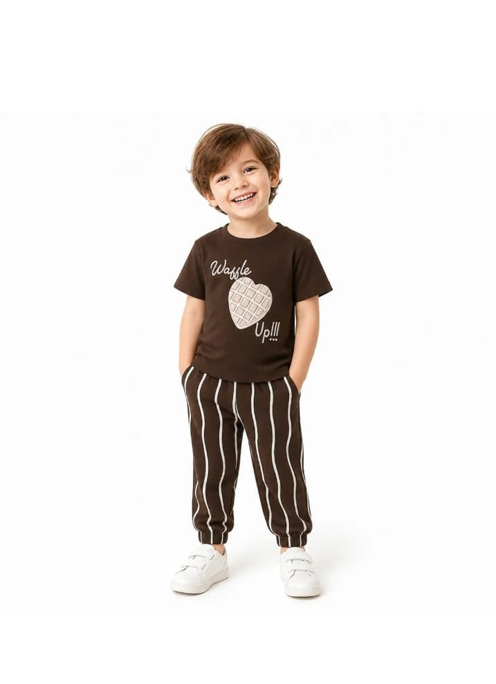 Waffle Brown Tee kidswear
