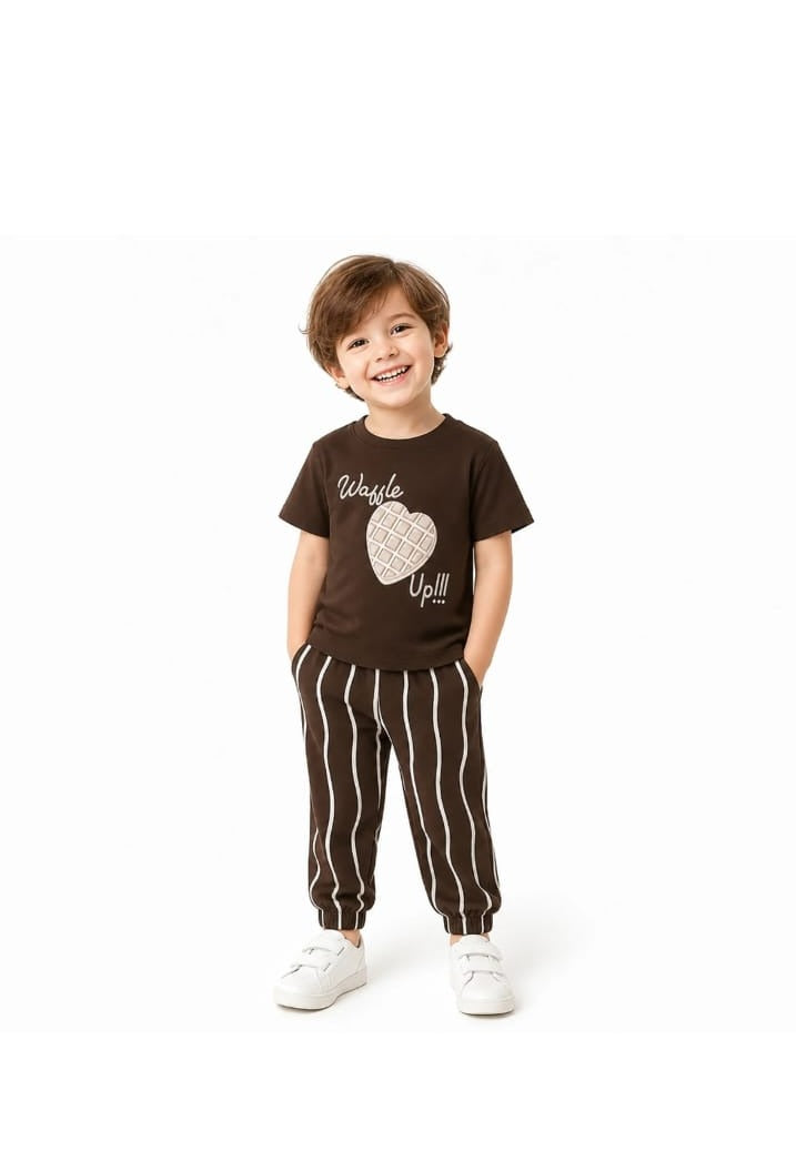 Waffle Brown Tee kidswear